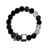 Starlit Echo – Labradorite, Obsidian & Aquamarine Bracelet
