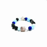 Lapis Lazuli, Aquamarine-Rutilated Quartz Bracelet-ASTROSOUL