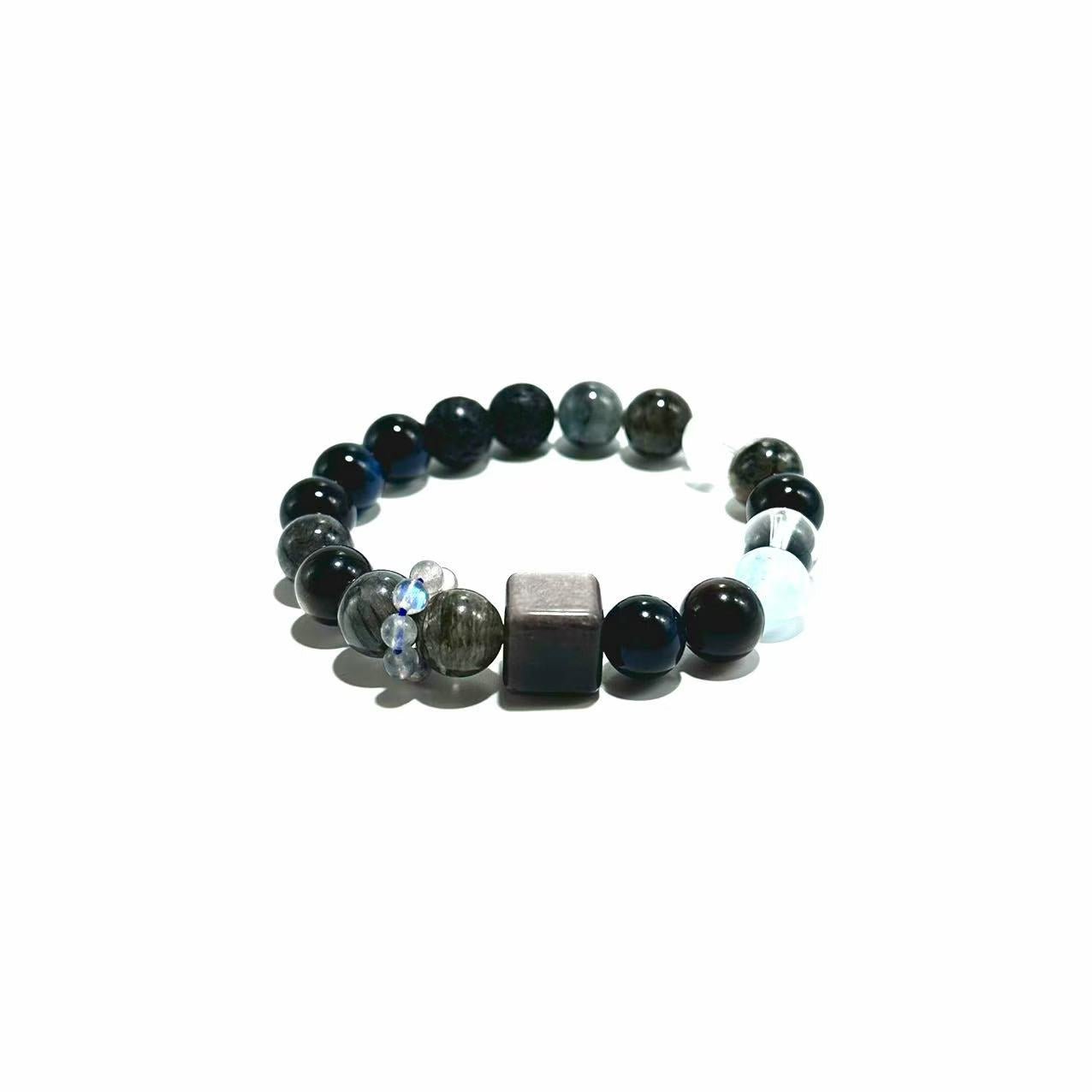 Labradorite, Obsidian & Aquamarine Bracelet- ASTROSOUL