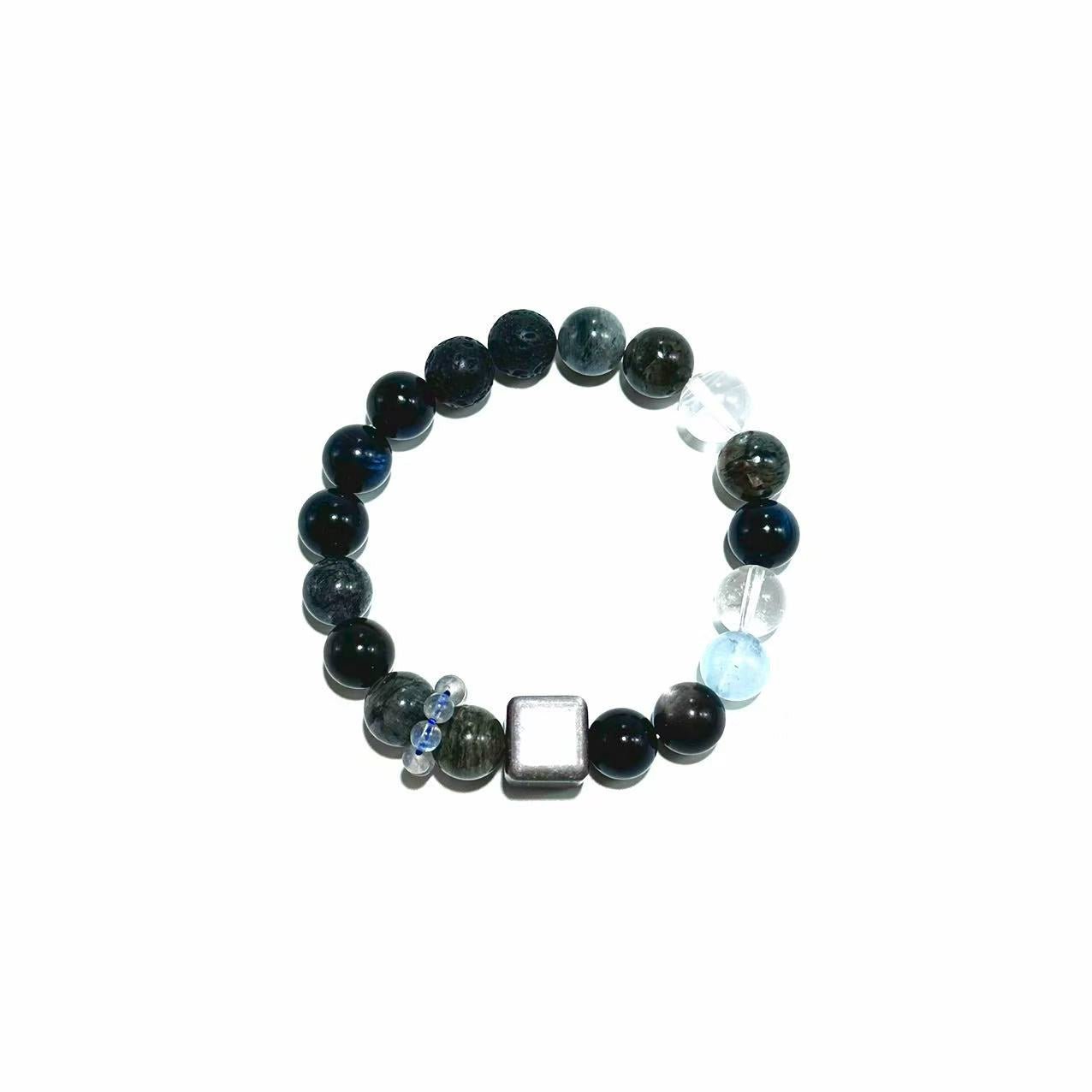 Labradorite, Obsidian & Aquamarine Bracelet- ASTROSOUL