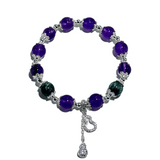 Amethyst Elegance – Amethyst & Malachite Bracelet with Heart Charm - ASTROSOUL