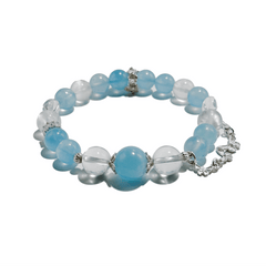 Blue Tranquility – Aquamarine & Clear Quartz crystal Bracelet - ASTROSOUL