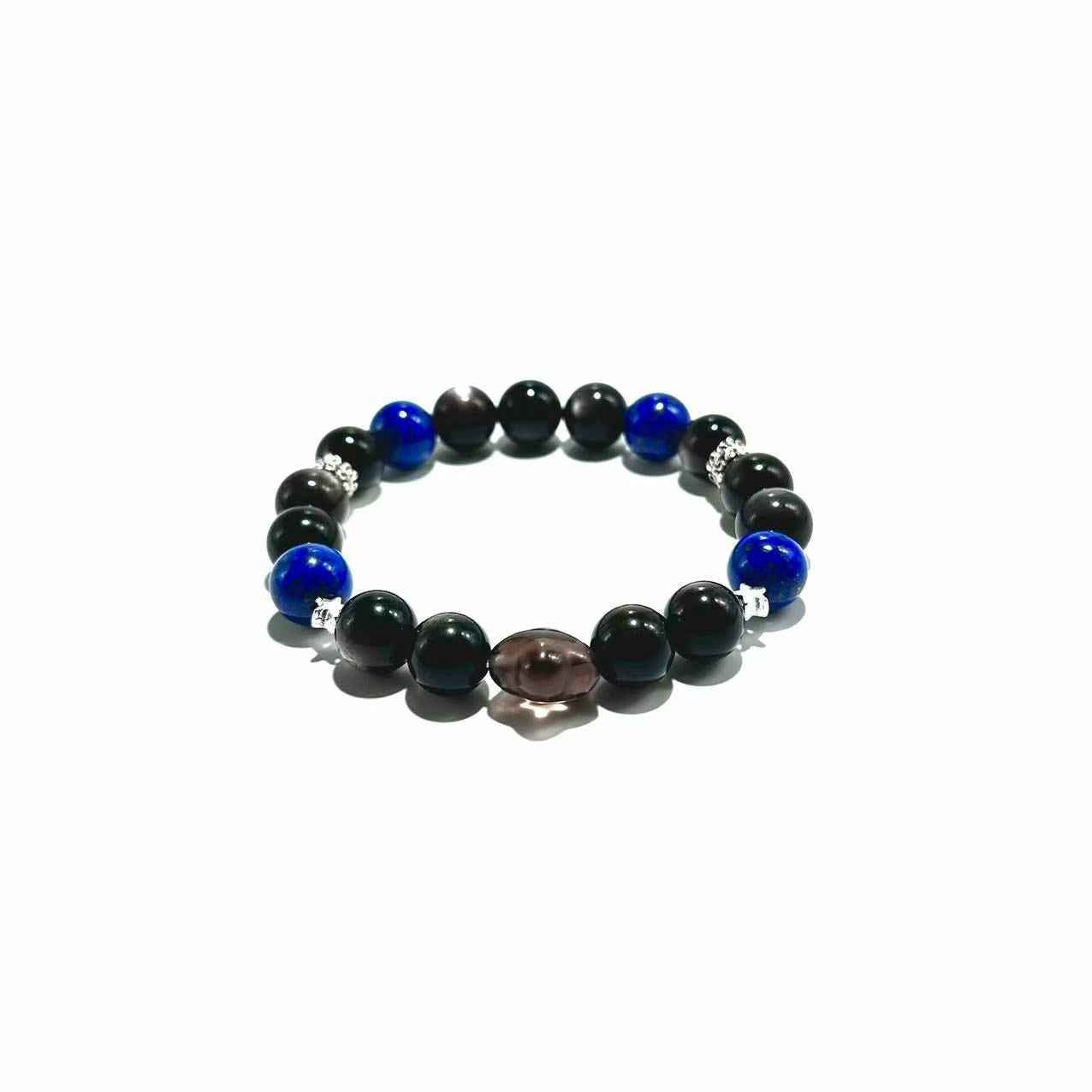 Obsidian, Lapis Lazuli & Smoky Quartz Bracelet- ASTROSOUL