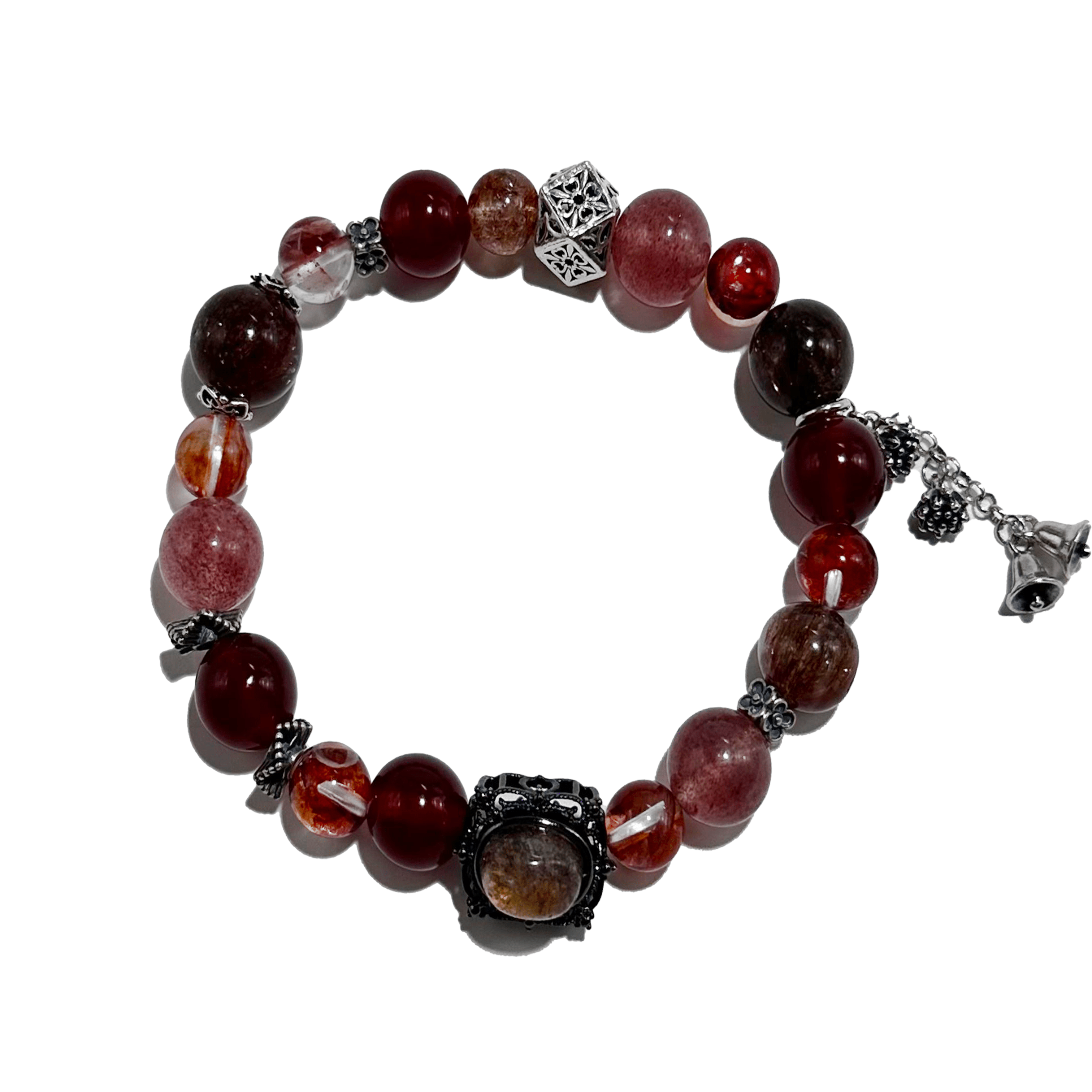 Crimson Empress – Garnet & Strawberry Quartz crystal Bracelet - ASTROSOUL
