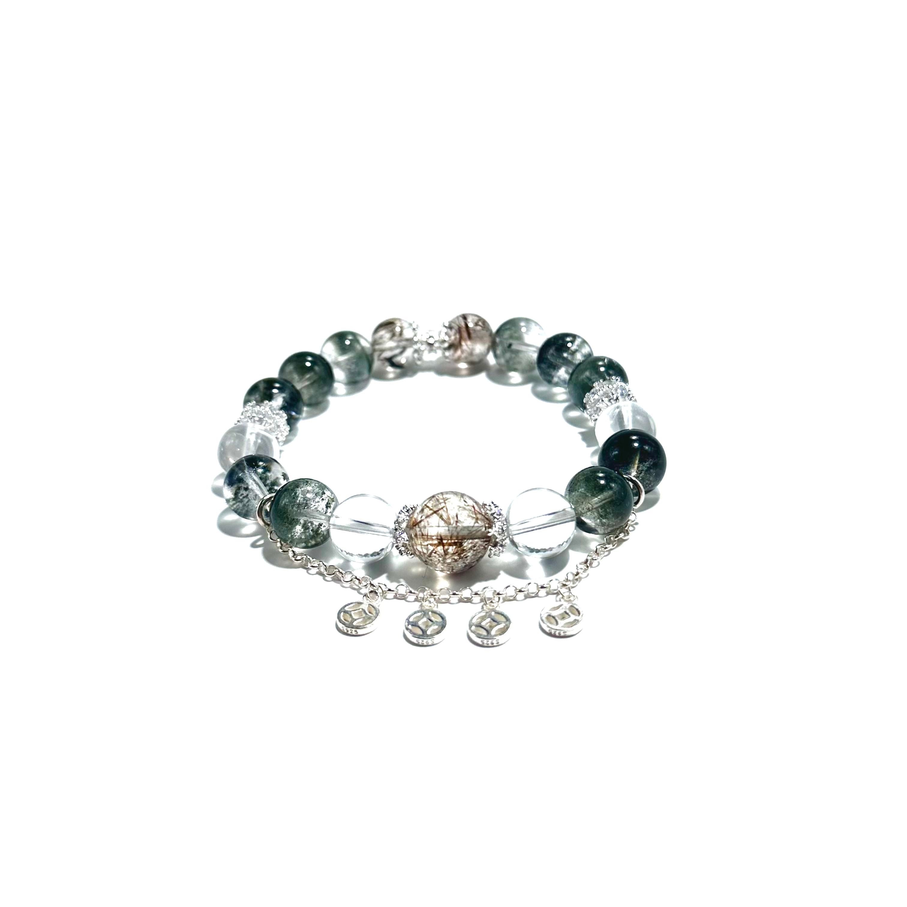 Rutilated Quartz & Moss Agate crystal Bracelet- ASTROSOUL