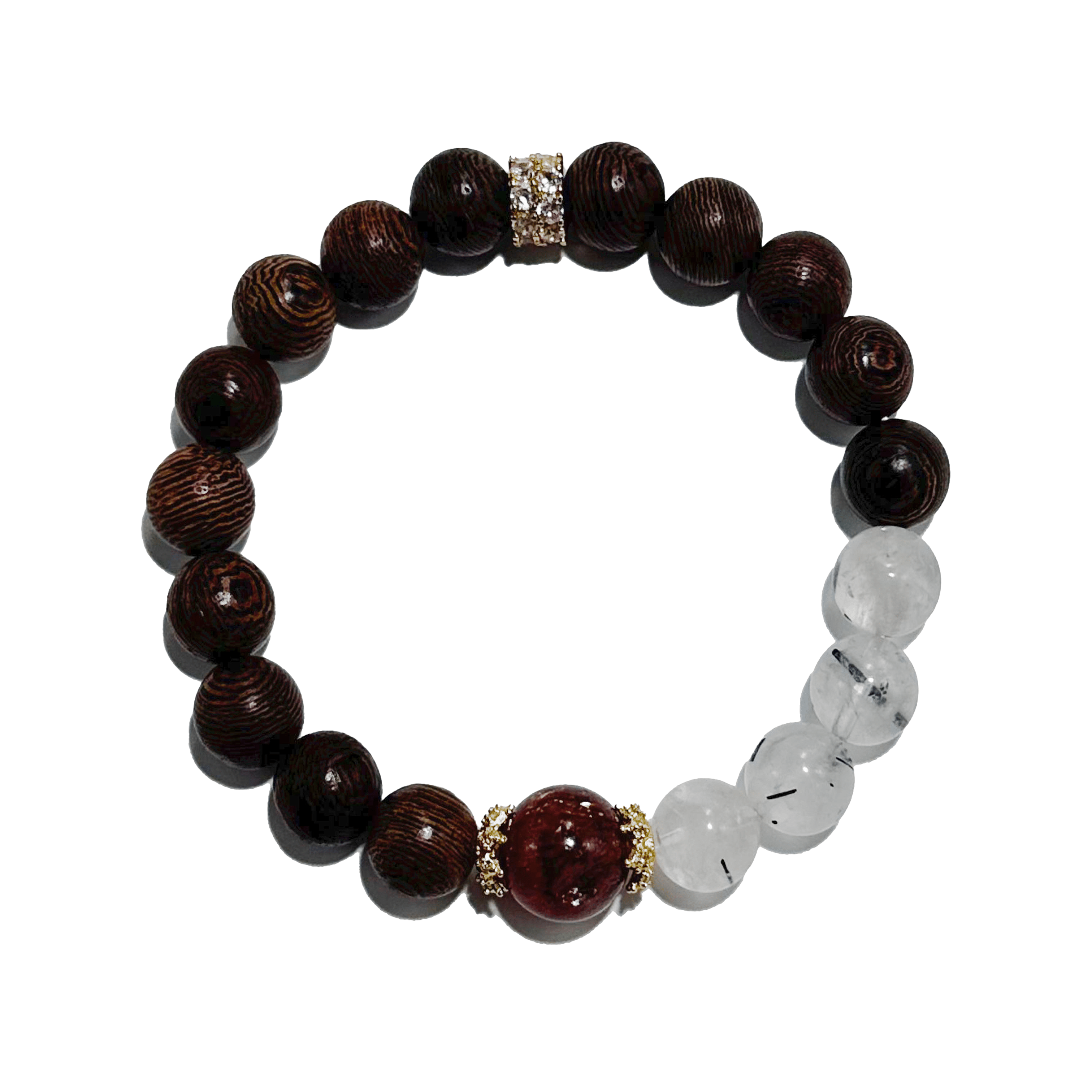 Earth Flame – Rose Quartz & Agarwood crystal Bracelet - ASTROSOUL