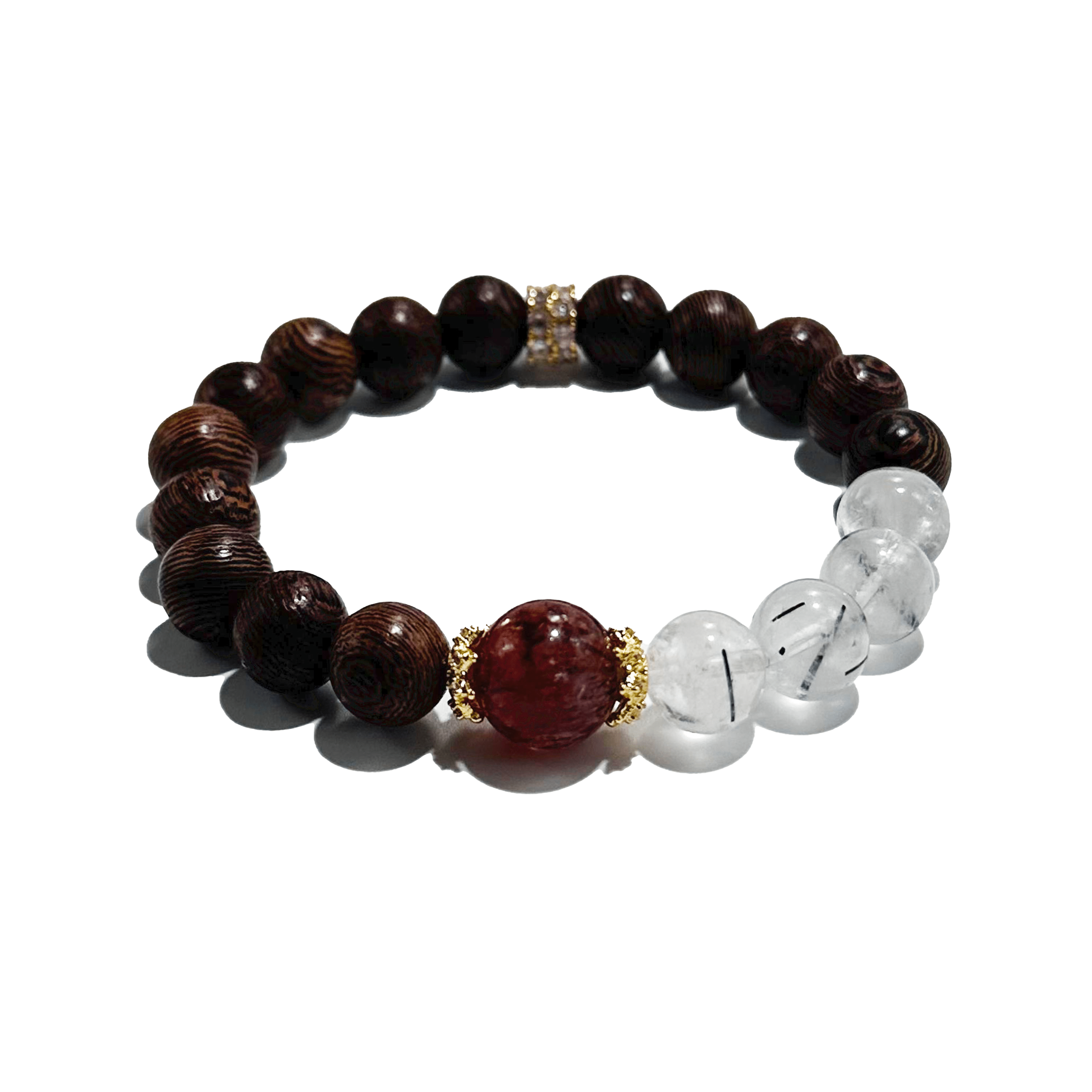 Earth Flame – Rose Quartz & Agarwood crystal Bracelet - ASTROSOUL