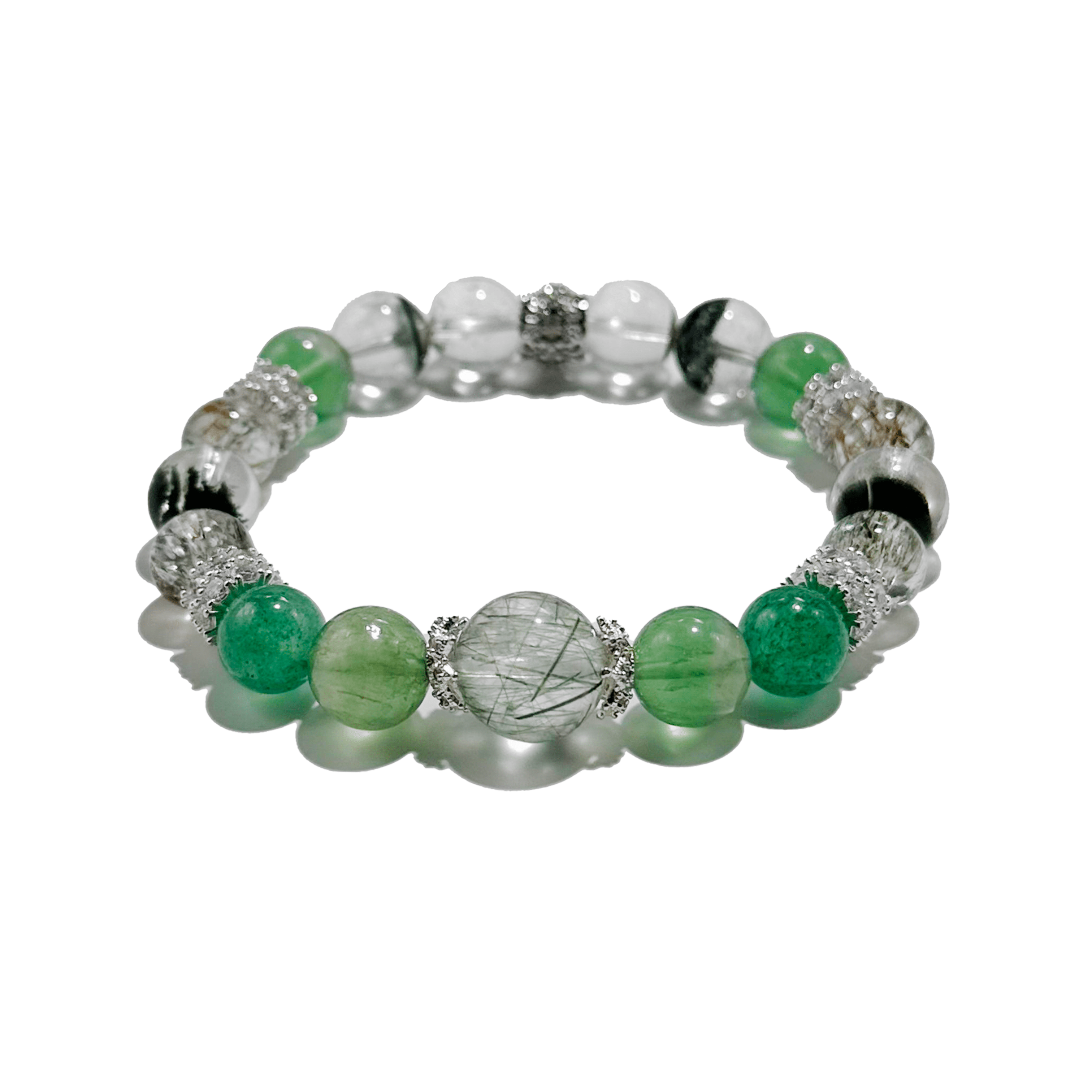 Emerald Harmony – Green Aventurine & Rutilated Quartz Crystal Bracelet - ASTROSOUL