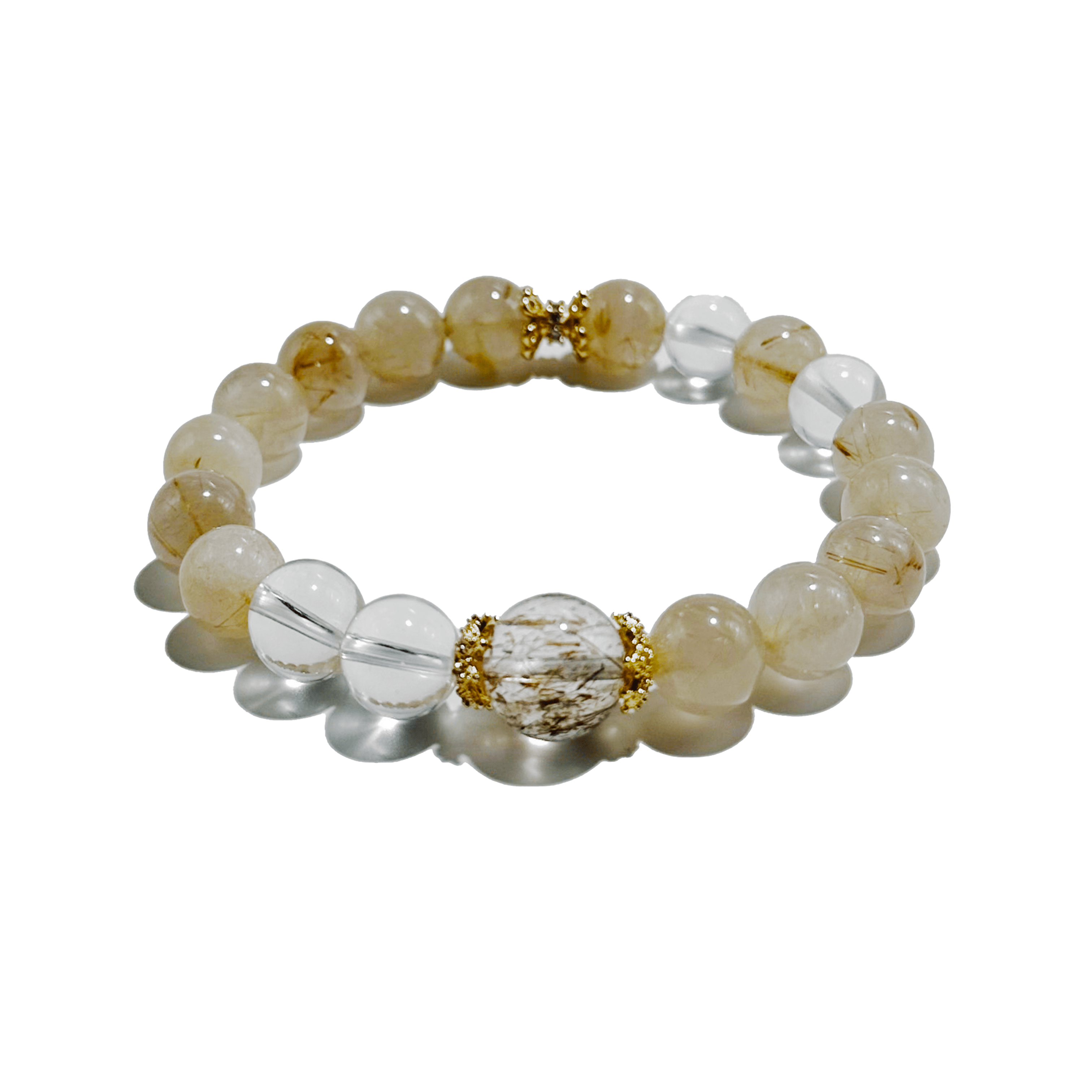 Golden Clarity – Rutilated Quartz & Clear Quartz crystal Bracelet - ASTROSOUL
