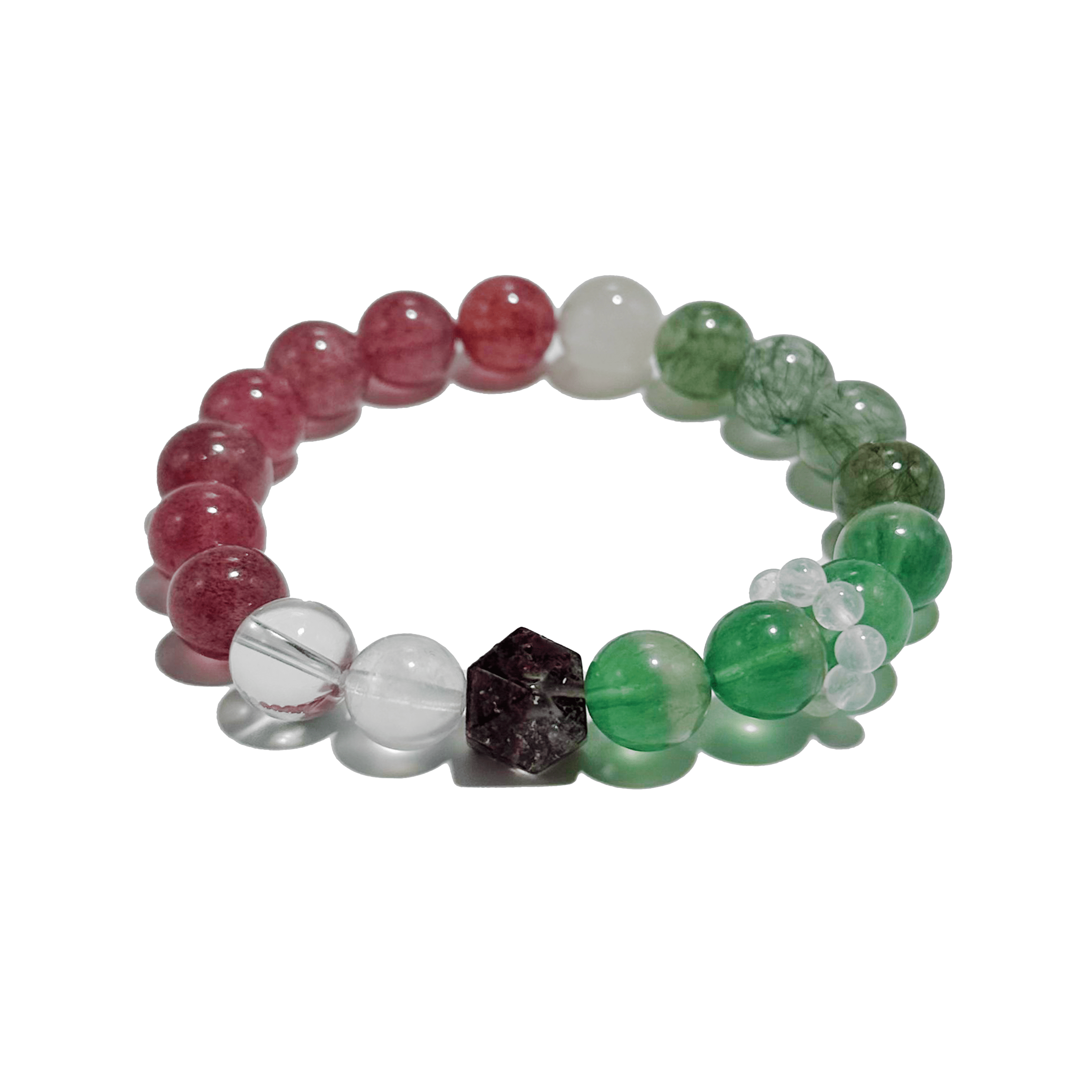 Harmony Spectrum – Strawberry Quartz, Green Aventurine & Clear Quartz Bracelet - ASTROSOUL