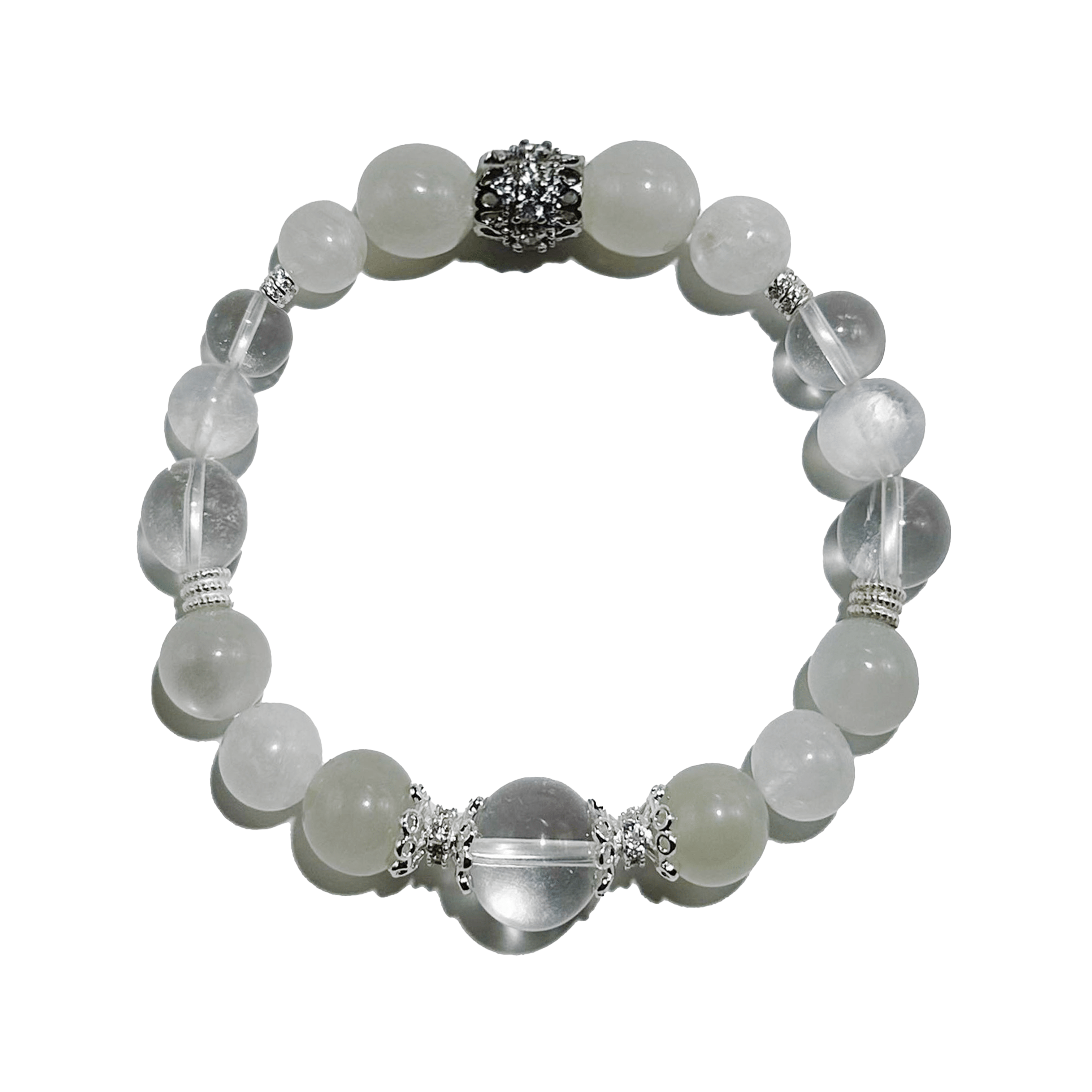 Moonlight Serenity – Moonstone & Clear Quartz Crystal Bracelet - ASTROSOUL