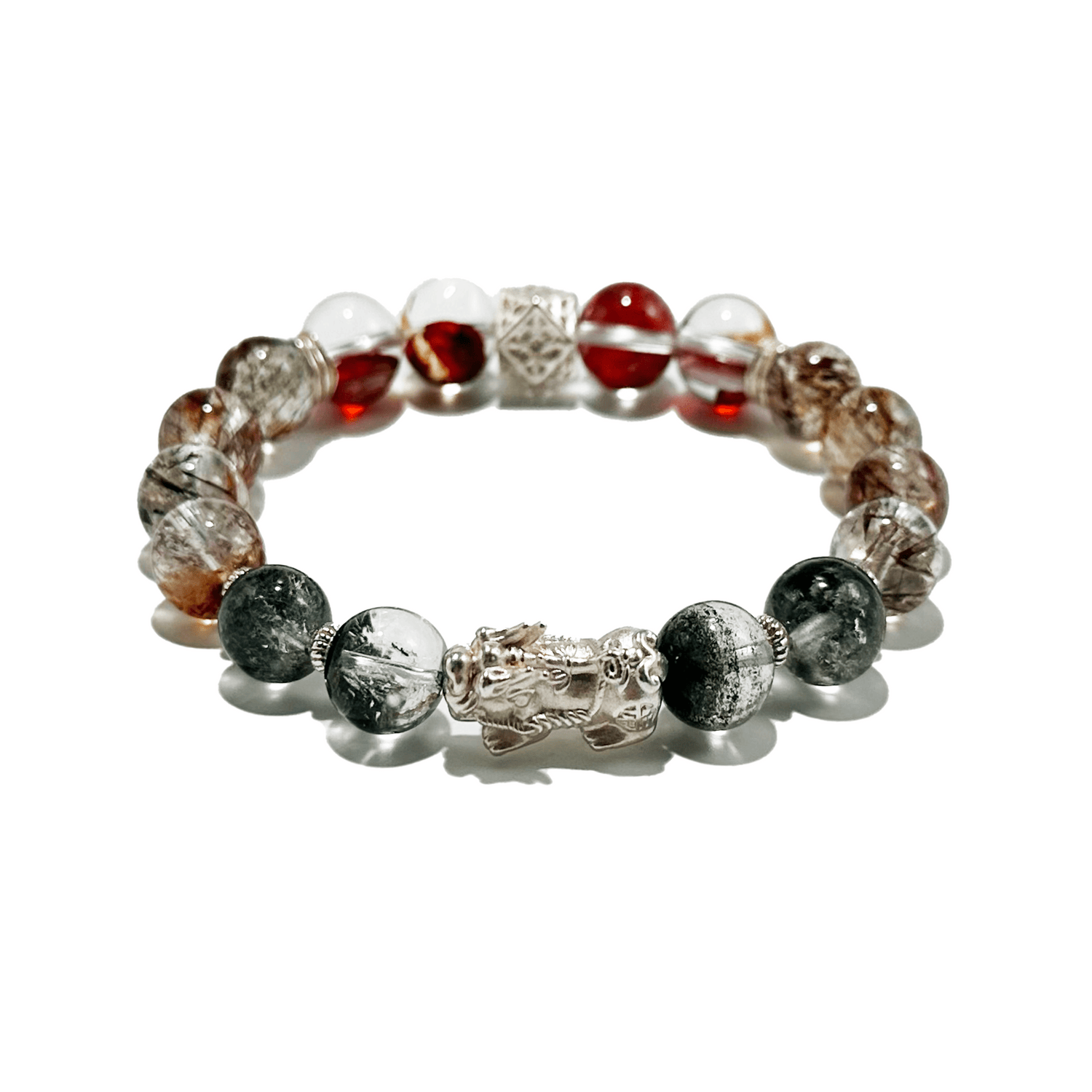 Prosperity Guardian Bracelet – Rutilated Quartz, Garnet & Pixiu - ASTROSOUL