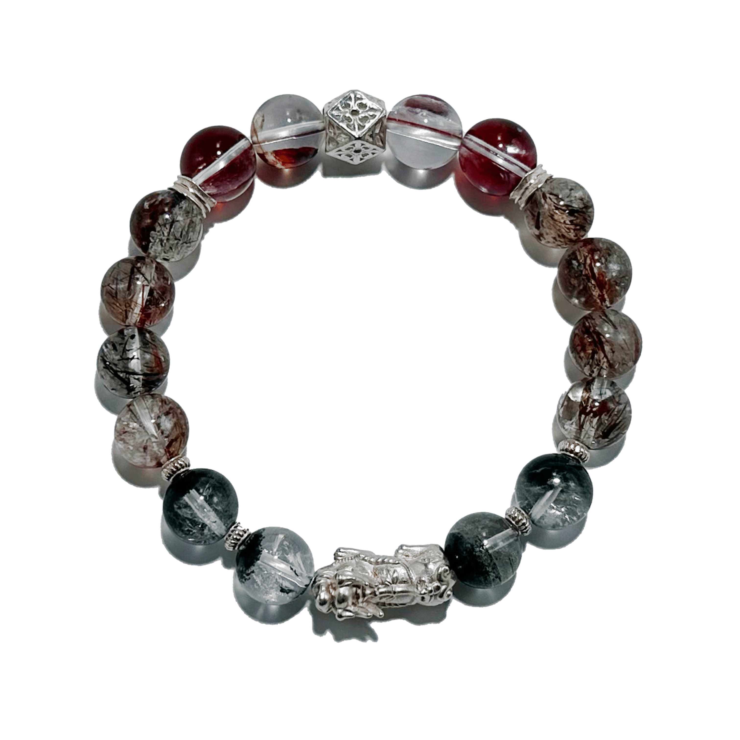 Prosperity Guardian Bracelet – Rutilated Quartz, Garnet & Pixiu - ASTROSOUL