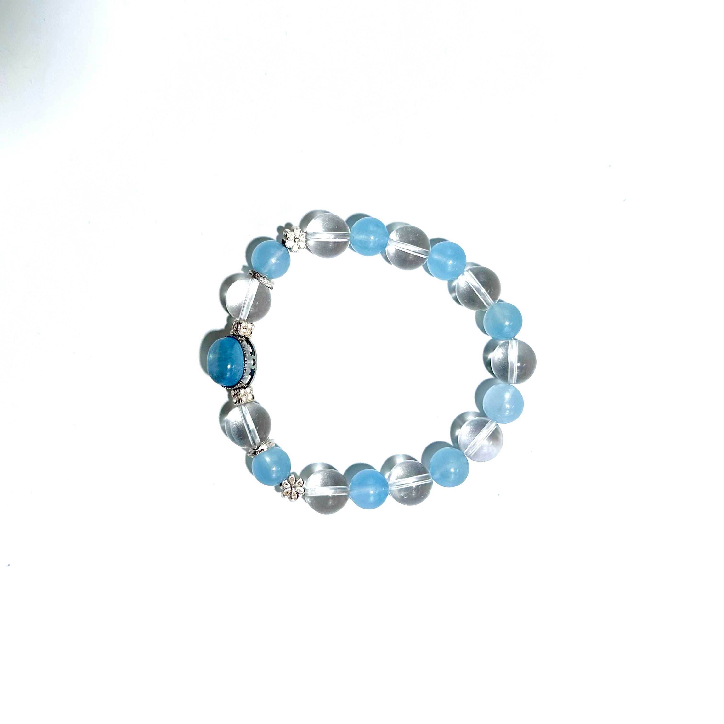 Blue Chalcedony & Quartz crystal Bracelet - ASTROSOUL