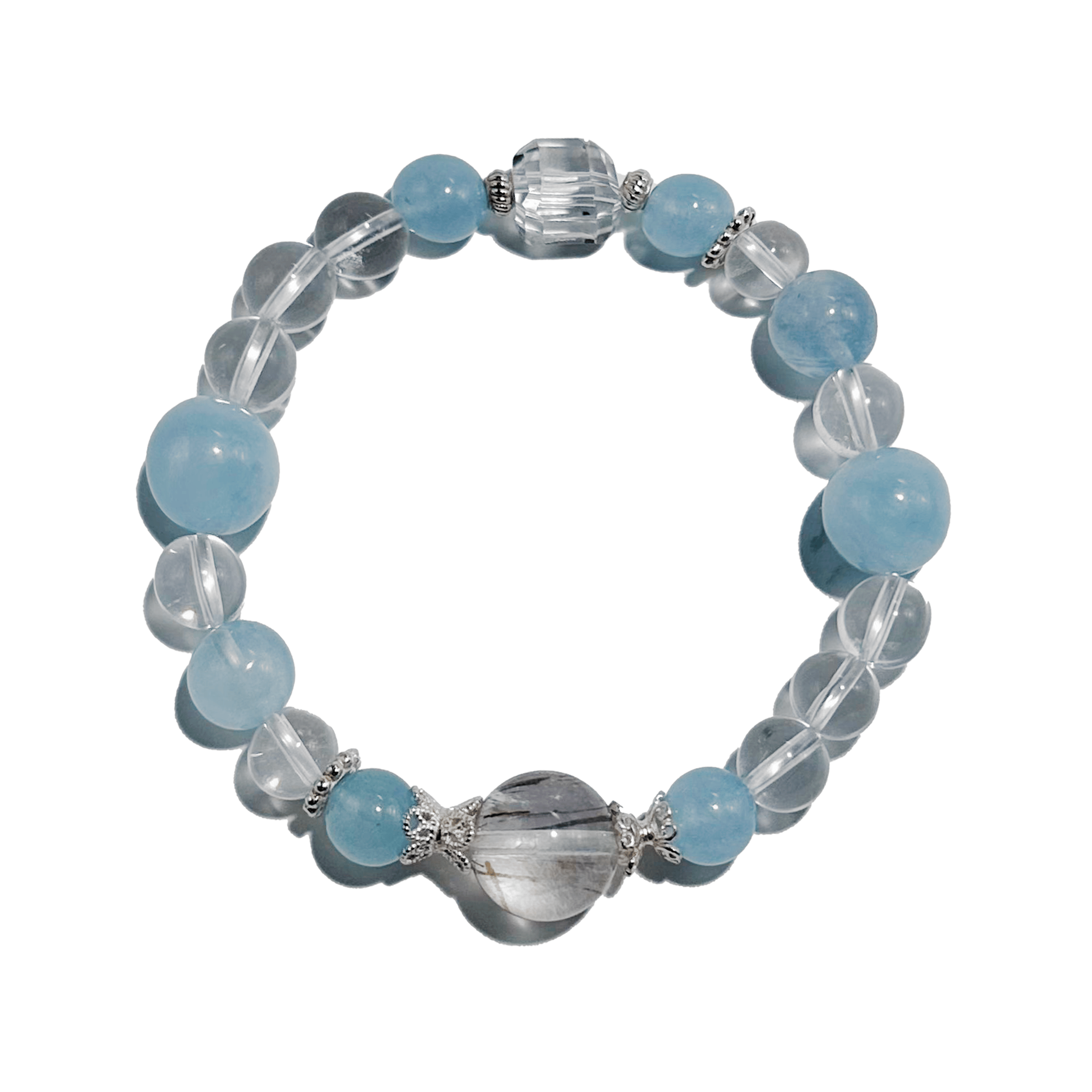 Sky Whisper – Aquamarine & Clear Quartz crystal Bracelet - ASTROSOUL