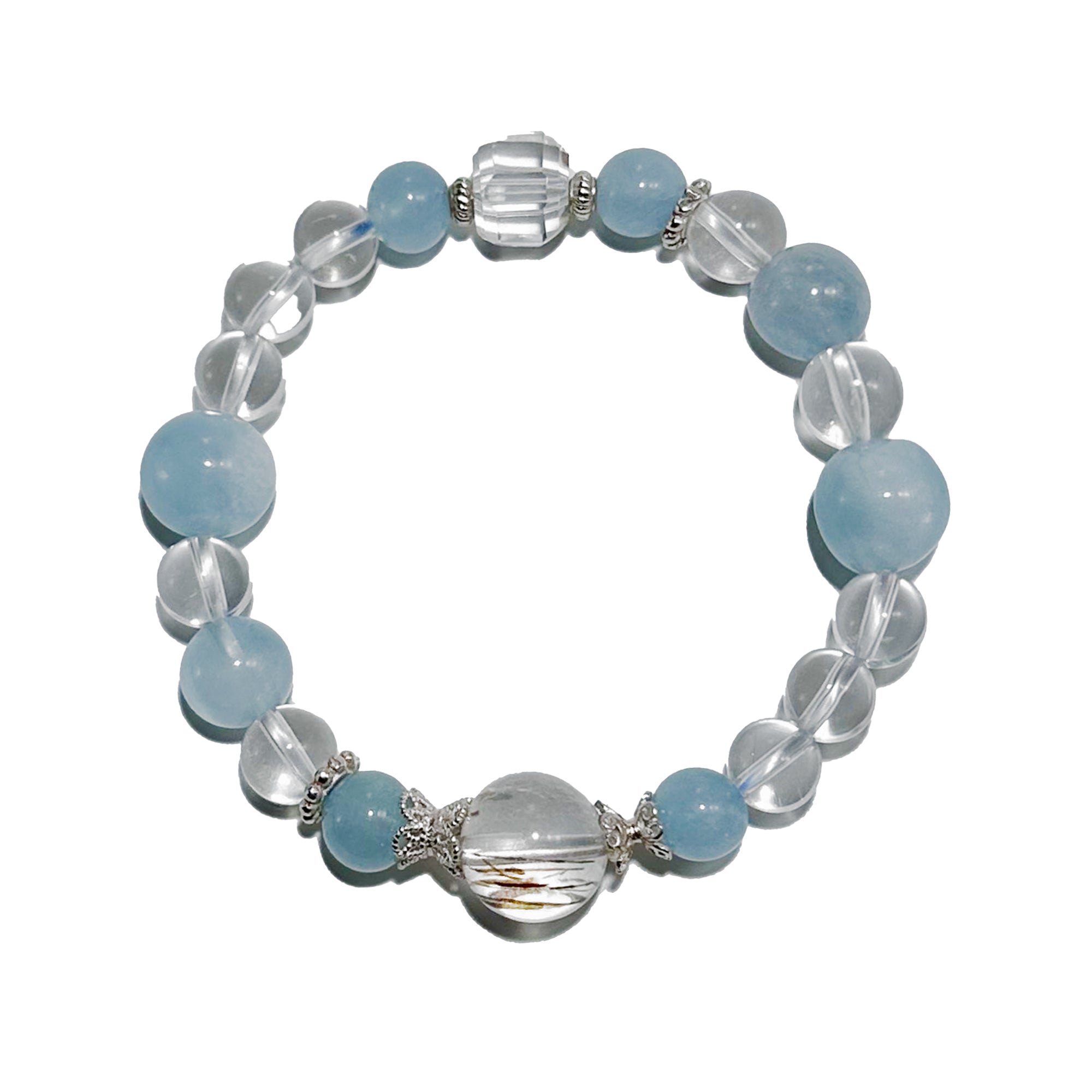 Sky Whisper – Aquamarine & Clear Quartz crystal Bracelet - ASTROSOUL