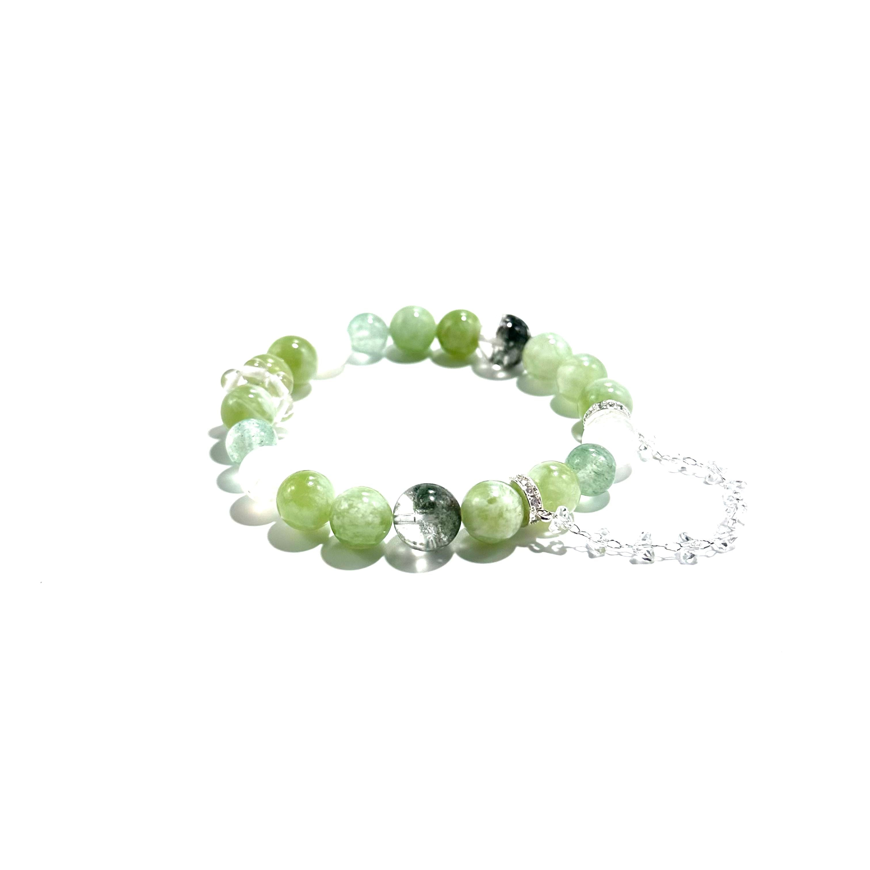 Green Jade & Fluorite crystal Bracelet - ASTROSOUL